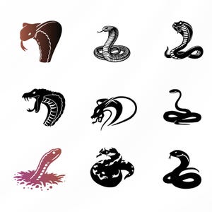 Snake Svg Bundle, Cobra Clipart for Cricut, Snake Face Silhouette ...