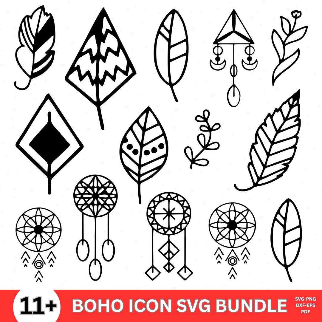 Boho Icon Set Svg Bundle, Website Icon Pack, SVG Icons, Boho Icons ...