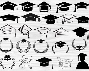 Pacchetto Svg per cappello di laurea, cappello di laurea in formato Svg, clipart per laureati, sagoma del berretto di laurea, download istantaneo, uso commerciale, file di taglio