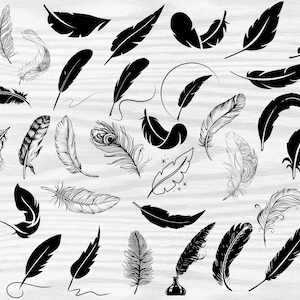 Feather Svg Bundle, Feather Clipart Bundle, Feathers Silhouette, Boho Feather Svg, Tribal feather Svg, Instant Download , Feather Cut Files