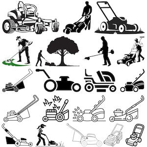 Rasenmäher SVG-Bundle, Rasenmäher Vektor, Rasenmäher Umriss, Rasenmäher Clipart, Gartenarbeit Clipart, Gras geschnitten, Werkzeuge svg