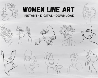 LineArt Svg Bundle / Line Art Svg / Minimalista Svg / Flor svg / Floral Svg / moda svg / Boho Svg / svg / uso comercial incluido