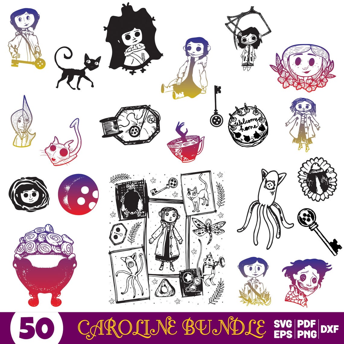 Coraline Svg Bundle, Coraline Clipart for Cricut, Coraline Ghost ...