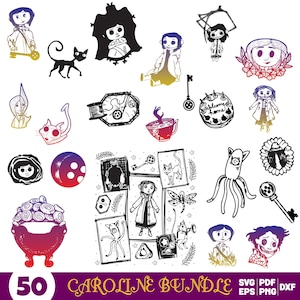 Coraline Svg Bundle, Coraline Clipart For Cricut, Coraline Ghost Silhouette, Coraline Decal, Coraline Cutfile, Coraline Vector.