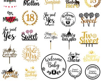 Cake Topper SVG Bundle, Happy Birthday SVG, Baby Shower Svg, Cake Decorations SVG, Circle frame Svg,Wedding Cake Topper Svg,Instant Download