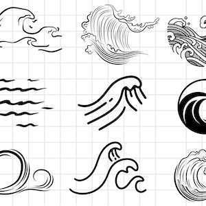 Wave Svg Bundle, Beach Svg, Ocean Svg, Water Svg, Wave Cricut, Sea Waves Svg, Waves Silhouette, Wave Vector File, Png Waves Clipart Bundle