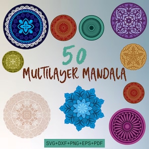 Multi Layer Mandala SVG bundle, Multi Layer Mandala Clipart Cricut, Mandala Layered Laser Silhouette, Mandala Vector, Mandala Svg Cut Files