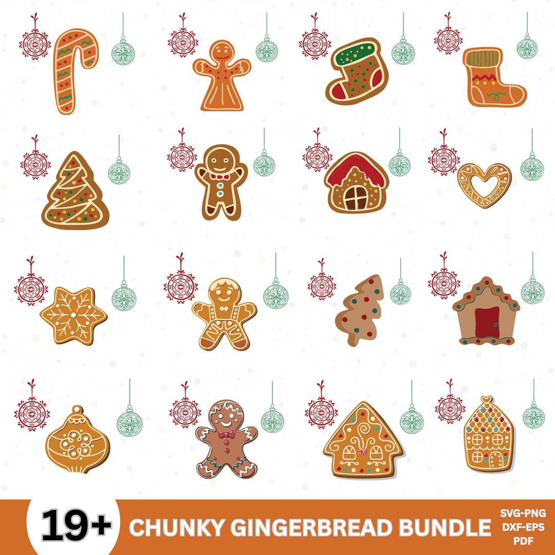 Gingerbread Svg Bundle, Christmas Chunky Gingerbread Man SVG Cut File ...