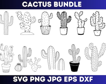 Cactus SVG Bundle Cactus fiore SVG File succulente Png per camicie Cactus tagliare file Clipart Cricut Silhouette, Cactus Clipart Bundle