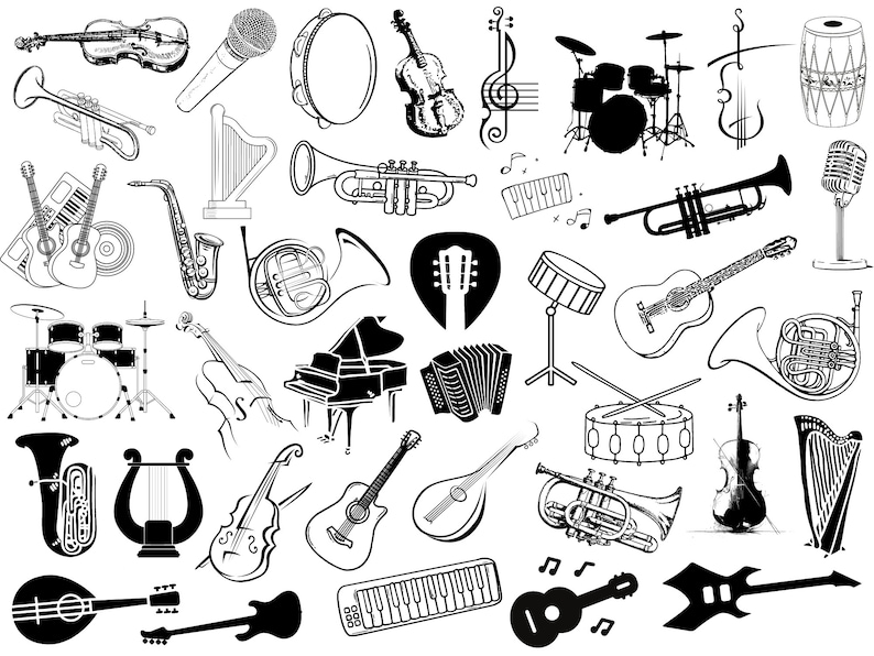 Musical Instrument Svg Bundle, Musical Instruments Clipart, Music ...