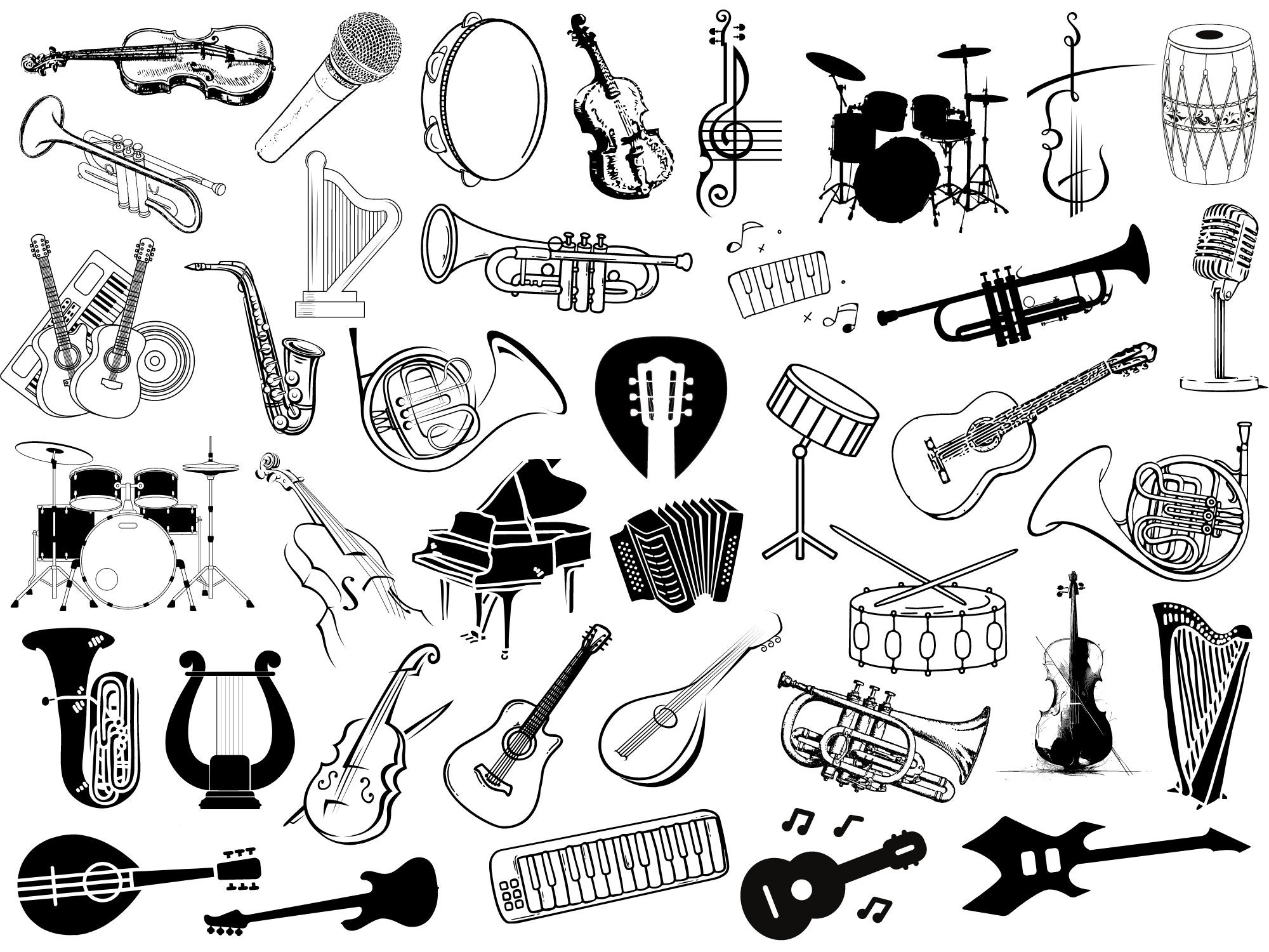 Musical Instrument Svg Bundle, Musical Instruments Clipart, Music ...