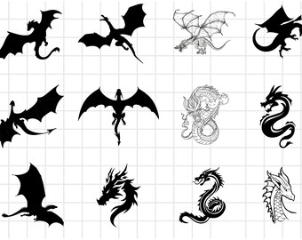 Dragon Svg Bundle, Dragon svg, Dragon Cut File, Dragons Head, Dragon Clipart, Animal Svg, Dragon Silhouette, Dragon Bundle svg