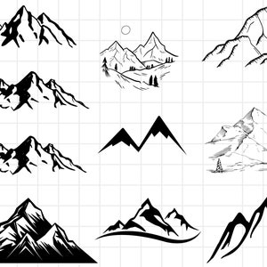 Mountains Svg Bundle Trees svg Forest Svg Cricut Mountain svg clipart Silhouette svg cut file Outdoor svg Travel svg Landscape svg Hiking
