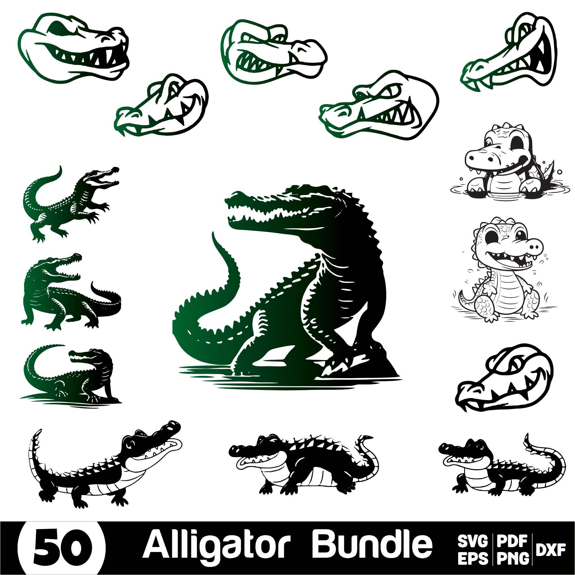 Alligator Svg Bundle, Reptile Clipart for Cricut, Alligator Silhouette ...