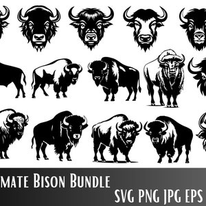 BISON SVG Bundle, Bison Svg Clipart, Bison Cut Files For Cricut, Bison Clipart, Bison Silhouette Svg, Buffalo svg, American Buffalo svg,
