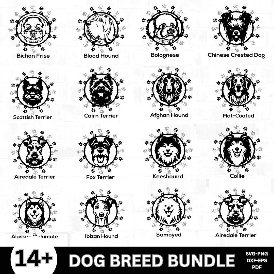 Dog Heads SVG Bundle, Dog Breeds Collection, Dog Clipart for Cricut ...