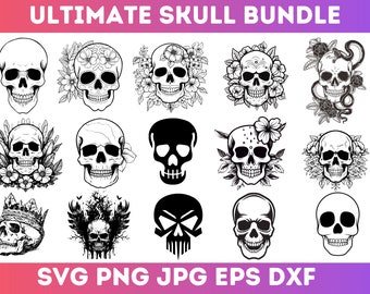 Skull svg bundle, Skull png, sugar skull svg for cricut, punisher skull svg, skull silhouette, skull vector, Instant Download