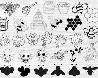 Bee Svg Bundle, Honey Bee Clipart Bundle, Honeycomb Svg, Bee Clipart, Queen Bee Svg, Bee Hive Svg, Honey Bee Svg, Cute Bee Svg, Bumble Bee
