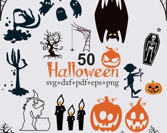 Halloween Svg Bundle, Halloween Clipart For Cricut, Halloween Silhouette, Halloween Vector, Halloween Decal, Halloween Cut Files