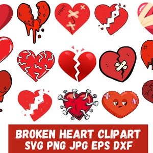 Coração partido Svg, coração partido clipart, coração svg, pacote Svg de coração partido, desgosto svg, arquivos Svg para Cricut, arquivo digital de coração partido
