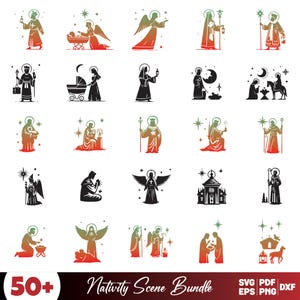 Nativity Svg Bundle, Nativity Scene Clipart For Cricut, Nativity Silhouette, Nativity Vector, Nativity Decal, Nativity Cut File.