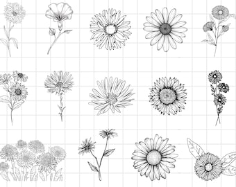 Wildblumen SVG Bundle, Blumen svg, Minimalistischer Strauß svg, Geburtsblume svg, Blumen png, Blumen svg Bundle, Blumen Skizze svg