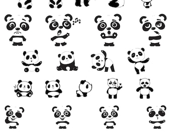 Panda Svg Bundle, Panda Face Clipart For Cricut, Cute Panda Silhouette, Baby Panda Vector, Panda Decal, Panda Cut Files.