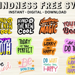 Kindness PNG Bundle, Kindness Groovy Png, Be Kind Png, World Kindness Day Bundle, Mental Health Png, Positive Quotes Png