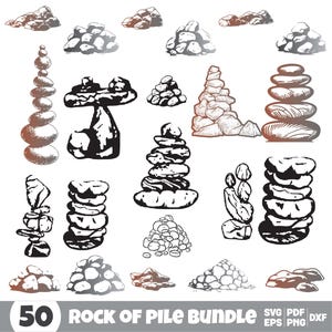 Pile of Rocks Svg Bundle, Pile of Stones Clipart For Cricut, Rock Silhouette, Pile of Rocks Vector,  Rocks Decal, Pile of Rocks Cut File.