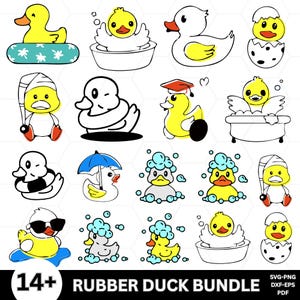 Rubber Duck SVG Bundle, Rubber Duck Clipart, Cute Baby Duck Svg, Duck Vector, Bath Duck Silhouette, Duck Cut File, Rubber Duck Png