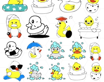 Rubber Duck SVG Bundle, Rubber Duck Clipart, Cute Baby Duck Svg, Duck Vector, Bath Duck Silhouette, Duck Cut File, Rubber Duck Png