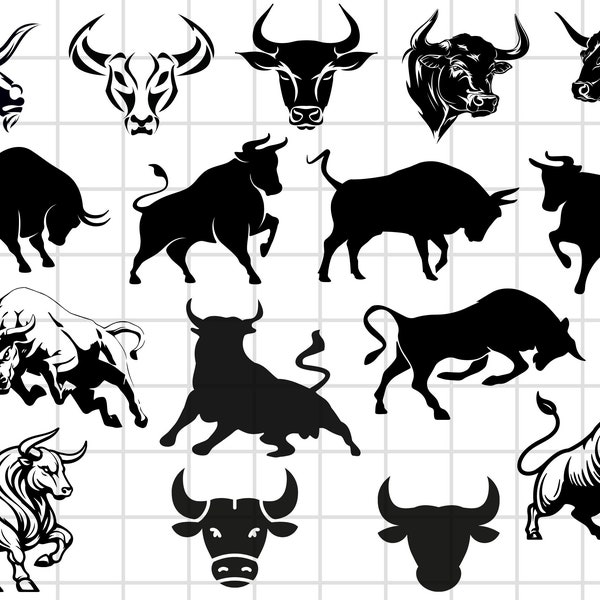 Bull SVG Bundle, Bull Clipart  Bundle, Bull Cut Files, Bull Cricut, Bull Silhouette, Bull Head Svg, Farm Animal Svg, Angry Bull svg