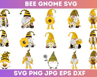 Gnome SVG, Bee Gnome Svg, Bumble Bee SVG Cut Files for Cricut, Honey ...