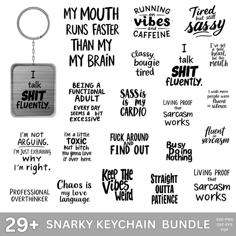 Snarky Keychain Svg Bundle, Retro Motel Keychain Svg, Sassy Keychain ...