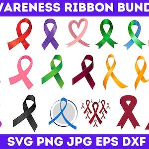 Awareness Ribbon SVG, Breast Cancer SVG, Cancer Ribbon SVG, Survivor Ribbon Svg, File For Cricut,For Silhouette, Cut File , ColourFul Ribbon