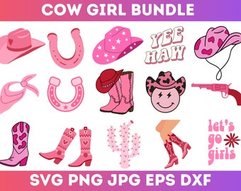 Cowgirl SVG Bundle, Cowgirl Boots Svg, Cowgirl Hat Svg, Let's Go Girls Svg, Disco Cowgirl Svg, Cow Skull Svg, Western Svg, Horshshoe Svg