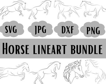 Pacchetto SVG cavallo, amante del cavallo, clipart cavallo, cavallo Lineart, disegno a tratteggio cavallo, cavallo lineart svg, cavallo SVG