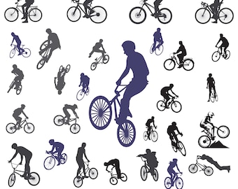 Bicycle Svg Bundle, Mountain Bike Clipart For Cricut, Bicycle Silhouette, Biker Decal, Bicycle Cut Files, Mountain Bike Vector.
