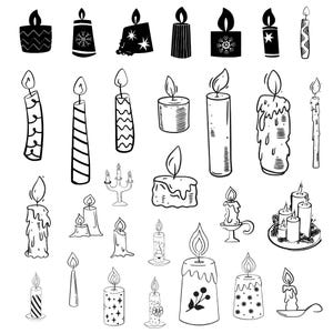 Candle Svg Bundle, Candle Clipart For Cricut, Candle Silhouette, Prayer Candle Vector, Birthday Candle Decal, Candle Cut Files.