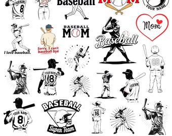 Béisbol SVG, béisbol PNG, clipart de mamá de béisbol, archivos de corte de béisbol para Cricut, jugador de béisbol SVG, citas de béisbol, softbol SVG