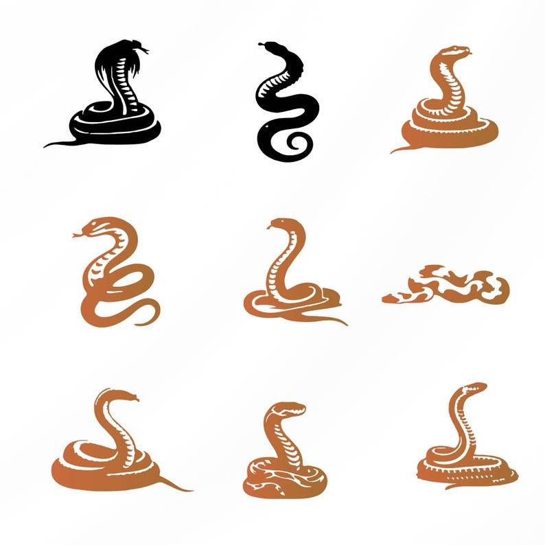 Snake Svg Bundle, Cobra Clipart for Cricut, Snake Face Silhouette ...