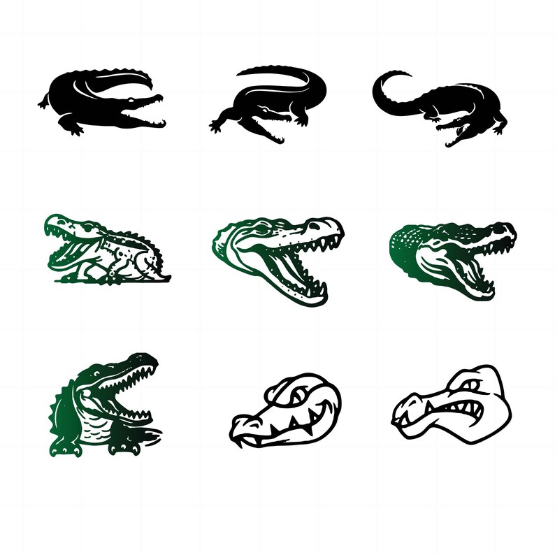Alligator Svg Bundle, Reptile Clipart for Cricut, Alligator Silhouette ...