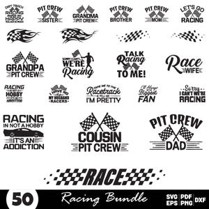 Racing Svg Bundle, Checkered Flag Clipart For Cricut, Racing Silhouette, Racing Decal, Racing Cut Files, Racing Quotes Vector.