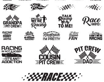 Racing Svg Bundle, Checkered Flag Clipart For Cricut, Racing Silhouette, Racing Decal, Racing Cut Files, Racing Quotes Vector.