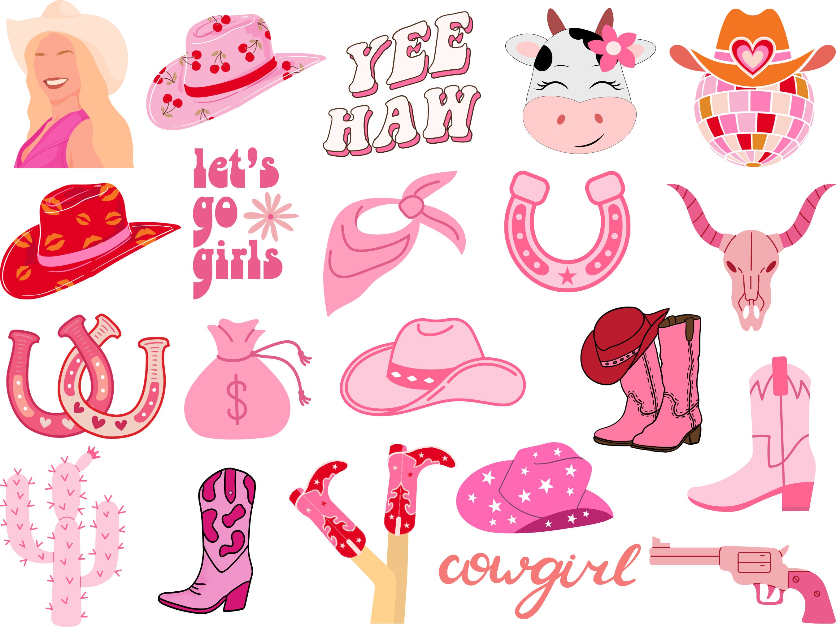 Best Cowgirl SVG Bundle, Cowgirl Boots Svg, Cowgirl Hat Svg, Let's Go Girls Svg, Disco Cowgirl Svg, Cowgirl Jpg, Western Svg, Horshshoe Png