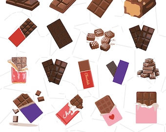 Chocolate Pieces SVG Bundle, Chocolate Clipart, Vector Cut Files, T-shirt Designs, Cricut, Laser Cut Files, PNG, commercial license