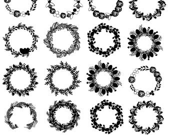 Floral Wreath SVG Bundle, floral wreath svg, Wedding Wreaths png bundle, wreath monogram eps, circle frame, Wedding Floral Frame
