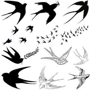Pacchetto SVG di rondine, vettore di rondine, file tagliati di rondine, rondini in formato svg, clipart di rondine, pacchetto di uccelli in formato Svg, uccello volante in formato Svg,