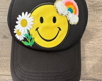 Happy Flower Rainbow Trucker Hat