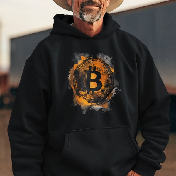 Hoodie Bitcoin Rusty Logo Schwarz Unisex Heavy Blend™ Hooded Sweatshirt